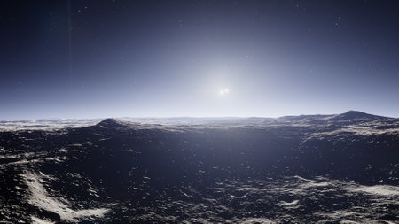 science fiction illustration, beautiful space background, a computer-generated surface, a fantasy world 3d renderの写真素材