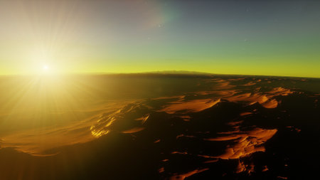 science fiction illustration, beautiful space background, a computer-generated surface, a fantasy world 3d renderの写真素材