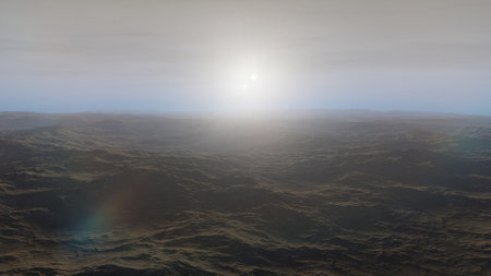 science fiction illustration, beautiful space background, a computer-generated surface, a fantasy world 3d renderの写真素材