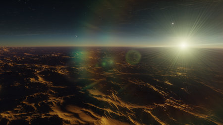science fiction illustration, beautiful space background, a computer-generated surface, a fantasy world 3d renderの写真素材
