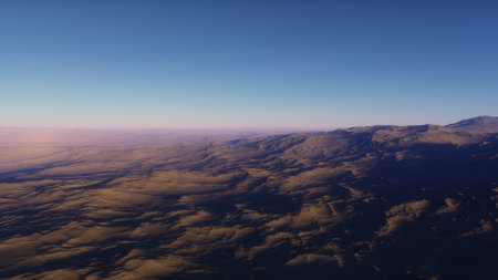 alien planet landscape, science fiction illustration, view from a beautiful planet, beautiful space background 3d renderの写真素材
