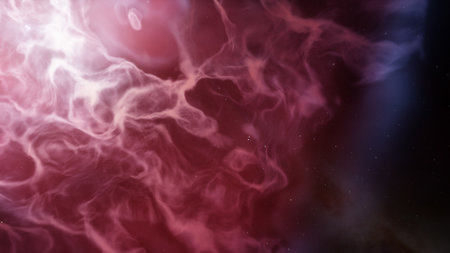 nebula gas cloud in deep outer space, science fiction illustrarion, colorful space background with stars 3d renderの写真素材