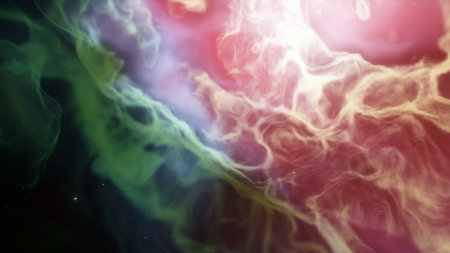nebula gas cloud in deep outer space, science fiction illustrarion, colorful space background with...