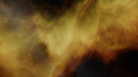 nebula gas cloud in deep outer space, science fiction illustrarion, colorful space background with stars 3d renderの写真素材
