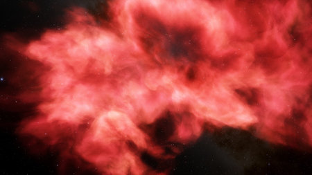 nebula gas cloud in deep outer space, science fiction illustrarion, colorful space background with stars 3d renderの写真素材