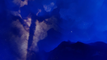 nebula gas cloud in deep outer space, science fiction illustrarion, colorful space background with...