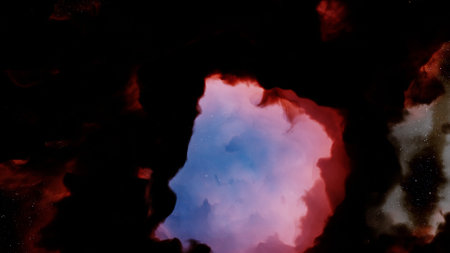 nebula gas cloud in deep outer space, science fiction illustrarion, colorful space background with...