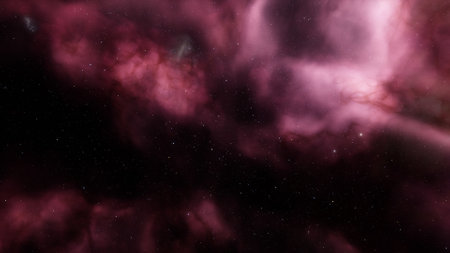 nebula gas cloud in deep outer space, science fiction illustrarion, colorful space background with stars 3d renderの写真素材