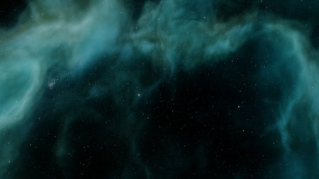 nebula gas cloud in deep outer space, science fiction illustrarion, colorful space background with stars 3d renderの写真素材
