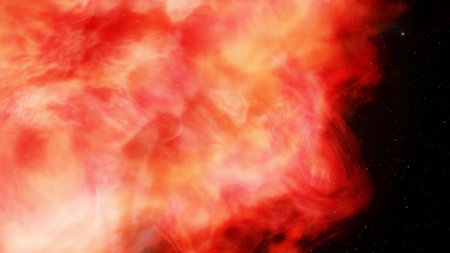 nebula gas cloud in deep outer space, science fiction illustrarion, colorful space background with stars 3d renderの写真素材