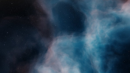 nebula gas cloud in deep outer space, science fiction illustrarion, colorful space background with stars 3d renderの写真素材