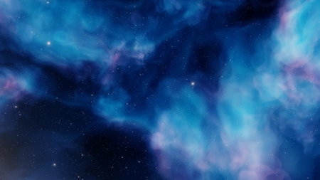 nebula gas cloud in deep outer space, science fiction illustrarion, colorful space background with stars 3d renderの写真素材