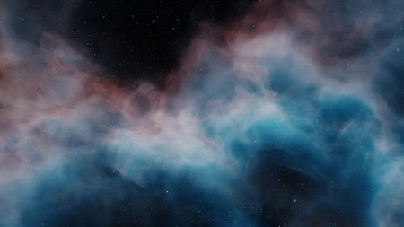 nebula gas cloud in deep outer space, science fiction illustrarion, colorful space background with stars 3d renderの写真素材