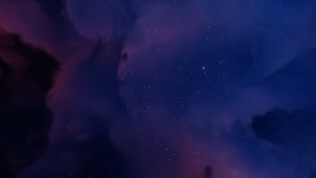 nebula gas cloud in deep outer space, science fiction illustrarion, colorful space background with stars 3d renderの写真素材