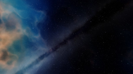 nebula gas cloud in deep outer space, science fiction illustrarion, colorful space background with stars 3d renderの写真素材