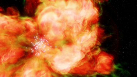 nebula gas cloud in deep outer space, science fiction illustrarion, colorful space background with stars 3d renderの写真素材