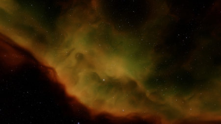 nebula gas cloud in deep outer space, science fiction illustrarion, colorful space background with stars 3d renderの写真素材