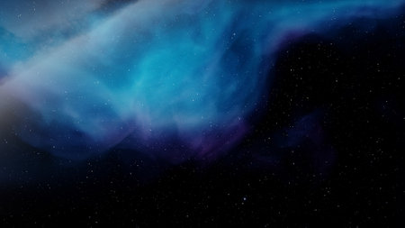 nebula gas cloud in deep outer space, science fiction illustrarion, colorful space background with stars 3d renderの写真素材