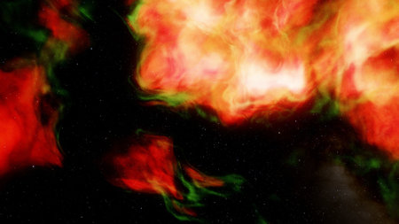 nebula gas cloud in deep outer space, science fiction illustrarion, colorful space background with stars 3d renderの写真素材