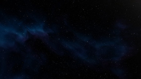 nebula gas cloud in deep outer space, science fiction illustrarion, colorful space background with stars 3d renderの写真素材