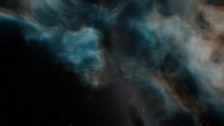 nebula gas cloud in deep outer space, science fiction illustrarion, colorful space background with...