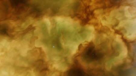 nebula gas cloud in deep outer space, science fiction illustrarion, colorful space background with stars 3d renderの写真素材