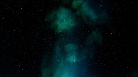 nebula gas cloud in deep outer space, science fiction illustrarion, colorful space background with stars 3d renderの写真素材
