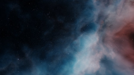 nebula gas cloud in deep outer space, science fiction illustrarion, colorful space background with stars 3d renderの写真素材