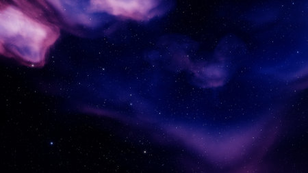 nebula gas cloud in deep outer space, science fiction illustrarion, colorful space background with...