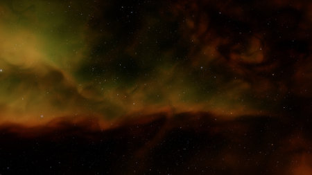 nebula gas cloud in deep outer space, science fiction illustrarion, colorful space background with stars 3d renderの写真素材