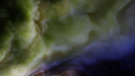 nebula gas cloud in deep outer space, science fiction illustrarion, colorful space background with...