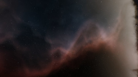 nebula gas cloud in deep outer space, science fiction illustrarion, colorful space background with stars 3d renderの写真素材