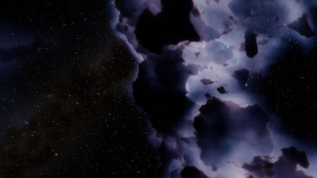 nebula gas cloud in deep outer space, science fiction illustrarion, colorful space background with...