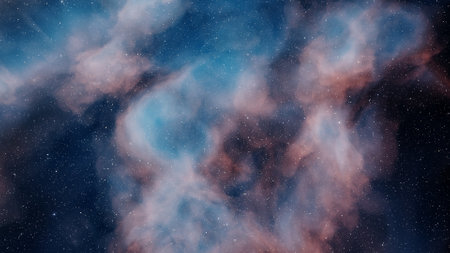 nebula gas cloud in deep outer space, science fiction illustrarion, colorful space background with...