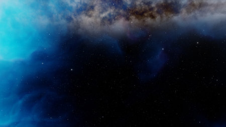 nebula gas cloud in deep outer space, science fiction illustrarion, colorful space background with...