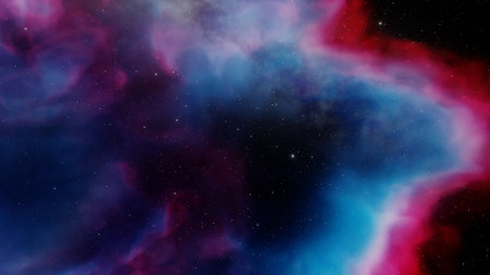 nebula gas cloud in deep outer space, science fiction illustrarion, colorful space background with...