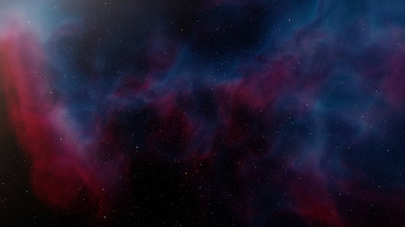 nebula gas cloud in deep outer space, science fiction illustrarion, colorful space background with stars 3d renderの写真素材