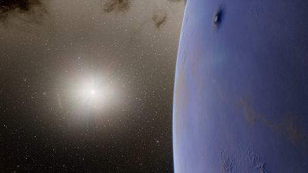 super-earth planet, realistic exoplanet, planet suitable for colonization, earth-like planet in far...