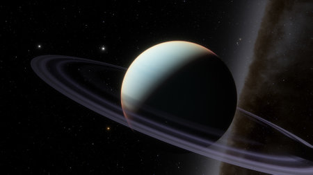 super-earth planet, realistic exoplanet, planet suitable for colonization, earth-like planet in far space, planets background 3d renderの写真素材