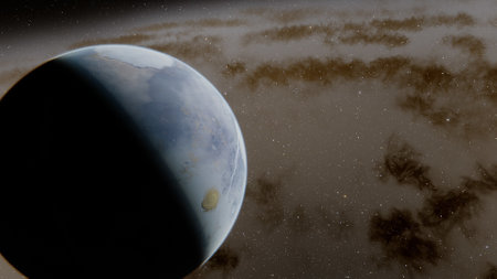 super-earth planet, realistic exoplanet, planet suitable for colonization, earth-like planet in far...