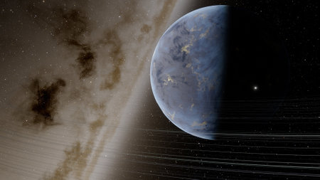 super-earth planet, realistic exoplanet, planet suitable for colonization, earth-like planet in far...