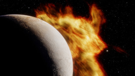 super-earth planet, realistic exoplanet, planet suitable for colonization, earth-like planet in far space, planets background 3d renderの写真素材