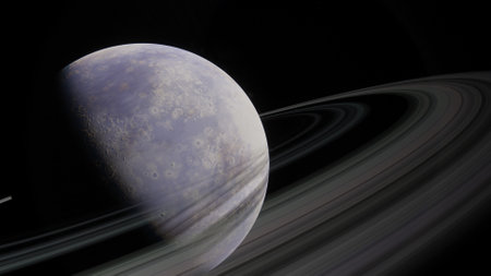 super-earth planet, realistic exoplanet, planet suitable for colonization, earth-like planet in far space, planets background 3d renderの写真素材