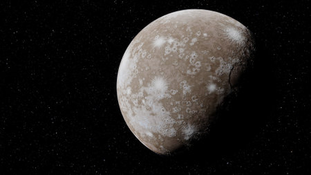 super-earth planet, realistic exoplanet, planet suitable for colonization, earth-like planet in far space, planets background 3d renderの写真素材