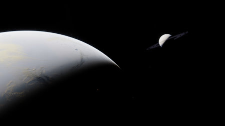 Planets and galaxy, science fiction wallpaper. Beauty of deep space. Billions of galaxy in the universe Cosmic art background 3d renderの写真素材