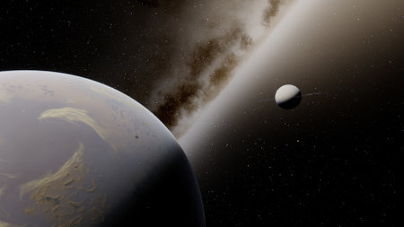 super-earth planet, realistic exoplanet, planet suitable for colonization, earth-like planet in far...