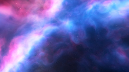 Abstract space background with stars and nebula. Fantasy fractal texture. Digital art. 3D rendering.の写真素材