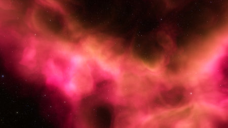 Abstract space background with stars and nebula. Fantasy fractal texture. Digital art. 3D rendering.の写真素材