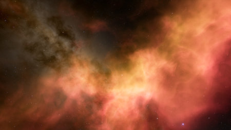 Abstract space background with stars and nebula. Fantasy fractal texture. Digital art. 3D rendering.の写真素材