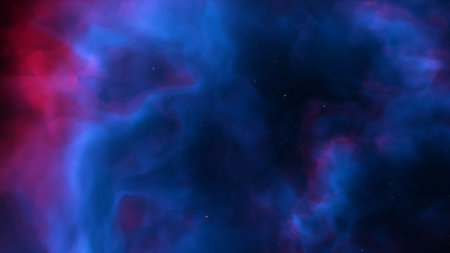 Abstract space background with stars and nebula. Fantasy fractal texture. Digital art. 3D rendering.の写真素材